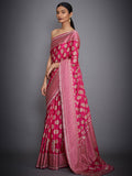 RI-Ritu-Kumar-Fuchsia-Embroidered-Saree-With-Unstitched-Blouse-Side-View1