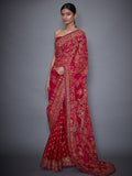 RI-Ritu-Kumar-Fuchsia-Orange-Embroidered-Sari-With-Unstitched-Blouse-Complete-View