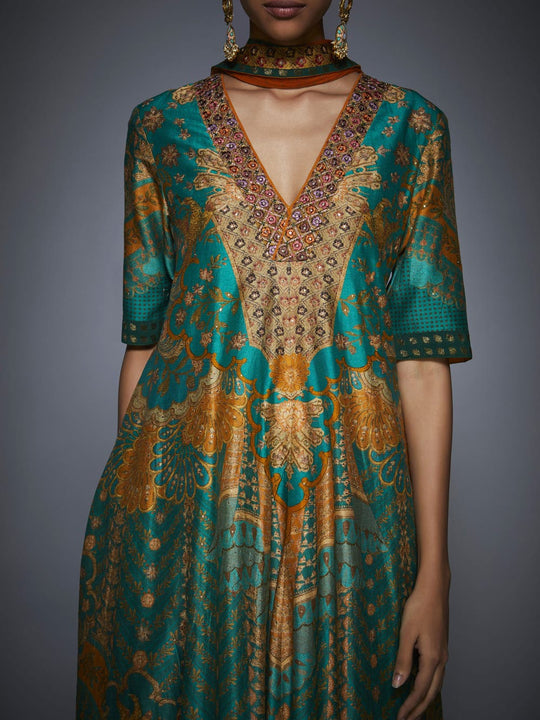 RI-Ritu-Kumar-Green-and-Mustard-Floral-Printed-Anarkali-Suit-CloseUp