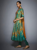 RI-Ritu-Kumar-Green-and-Mustard-Floral-Printed-Anarkali-Suit-Side-View1