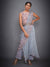 RI Ritu Kumar Grey & Pink Floral Draped Ensemble