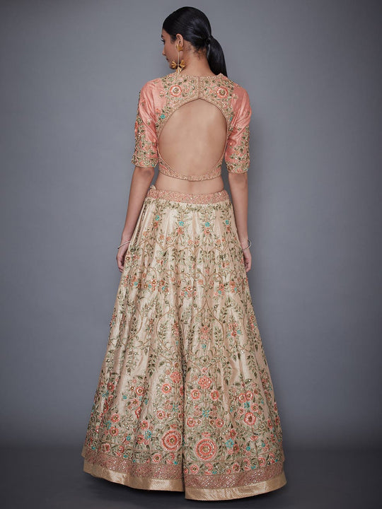 RI-Ritu-Kumar-Ivory-And-Pink-Embroidered-Lehenga-Set-Back