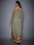 RI-Ritu-Kumar-Khaki-Green-Embroidered-Suit-Set-Back