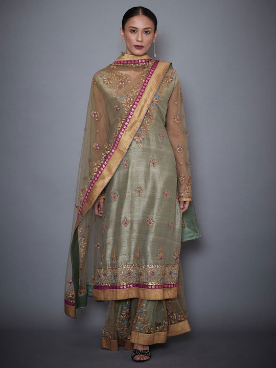 RI-Ritu-Kumar-Khaki-Green-Embroidered-Suit-Set-Complete-View