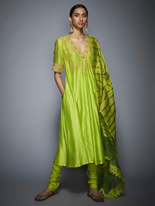 RI-Ritu-Kumar-Lime-Green-Floral-Embroidered-Anarkali-Suit-Complete-View