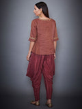 RI-Ritu-Kumar-Mauve-And-Gold-Shimmer-Kurti-With-Dhoti-Pants-Back