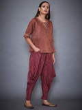 RI-Ritu-Kumar-Mauve-And-Gold-Shimmer-Kurti-With-Dhoti-Pants-Side-View2