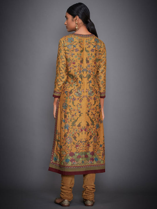 RI-Ritu-Kumar-Mustard-Yellow-And-Burgundy-Embroidered-Suit-Set-Back