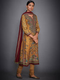 RI-Ritu-Kumar-Mustard-Yellow-And-Burgundy-Embroidered-Suit-Set-Side-View2