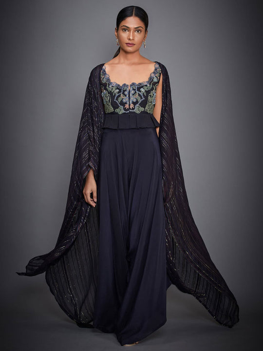 RI-Ritu-Kumar-Navy-Blue-Embroidered-Top-With-Trousers-Complete-View