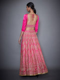 RI-Ritu-Kumar-Neon-Pink-Embroidered-Lehenga-With-Dupatta-Back