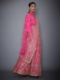 RI-Ritu-Kumar-Neon-Pink-Embroidered-Lehenga-With-Dupatta-Side-View2