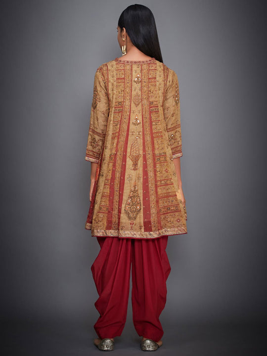 RI-Ritu-Kumar-Ochre-And-Red-Embroidered-Ensemble-Back