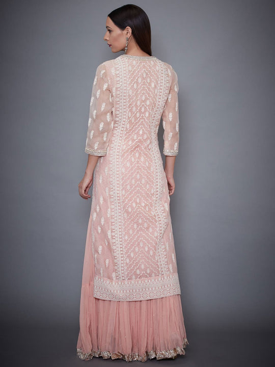 RI-Ritu-Kumar-Pastel-Pink-Chikankari-Kurti-With-Skirt-And-Dupatta-Back