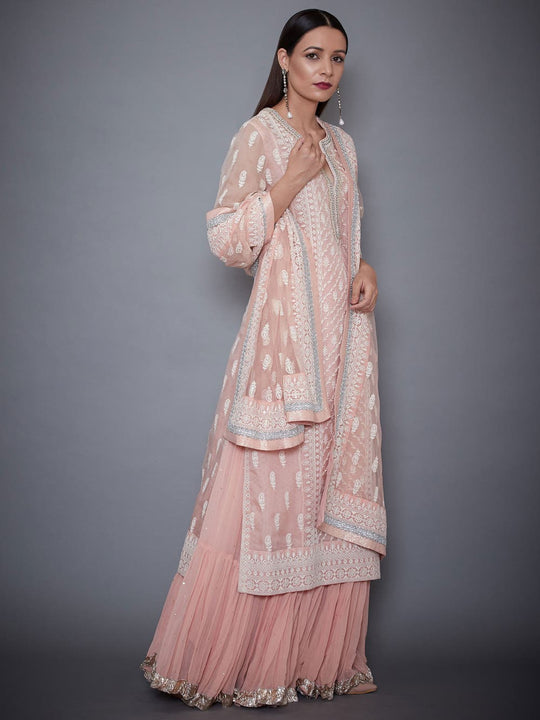 RI-Ritu-Kumar-Pastel-Pink-Chikankari-Kurti-With-Skirt-And-Dupatta-Side-View2