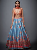 RI-Ritu-Kumar-Peach-And-Turquoise-Floral-Lehenga-Set-Complete-View