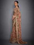 RI-Ritu-Kumar-Peach-Floral-Print-Saree-With-Unstitched-Blouse-Side-View1