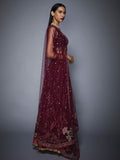 RI-Ritu-Kumar-Prune-And-Pink-Ikat-Lehenga-Set-Side-View2