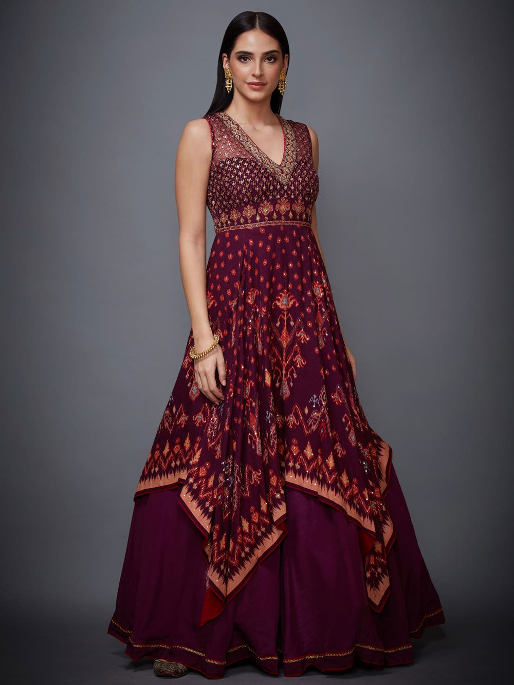 Buy Black Mia Embroidered Draped Gown Online - RI.Ritu Kumar India Store  View