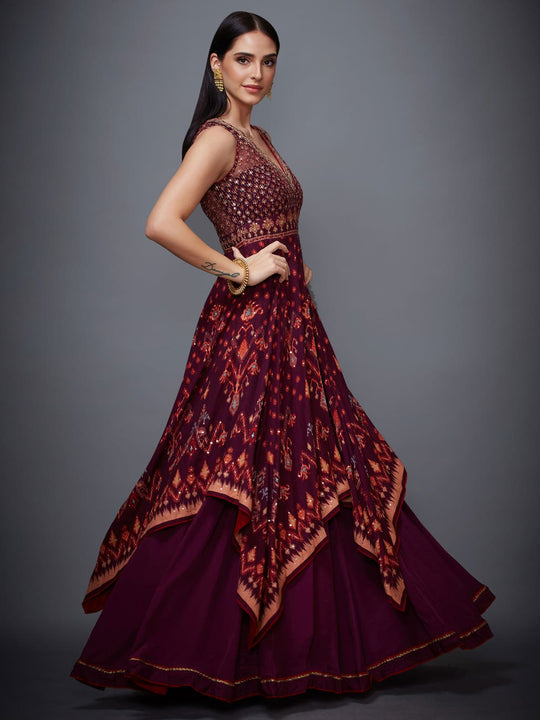 RI-Ritu-Kumar-Prune-Ikat-Dress-Side-View2