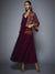 RI Ritu Kumar Prune Velvet Dress with Embroidered Jacket