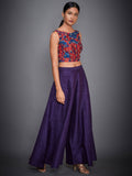 RI-Ritu-Kumar-Purple-And-Coral-Embroidered-Top-With-Palazzo-Side-View1