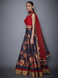 RI-Ritu-Kumar-Red-And-Black-Floral-Print-Lehenga-Set-Side-View1