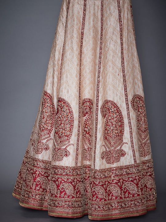RI-Ritu-Kumar-Red-And-Off-White-Embroidered-Lehenga-With-Dupatta-Fabric