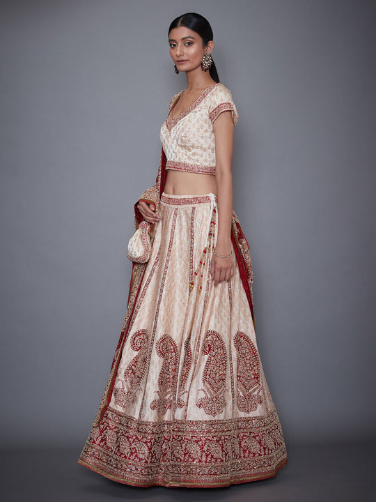 RI-Ritu-Kumar-Red-And-Off-White-Embroidered-Lehenga-With-Dupatta-Side-View1