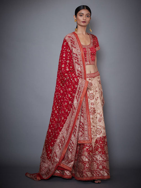 RI-Ritu-Kumar-Red-And-Off-White-Embroidered-Lehenga-With-Dupatta-Side-View2