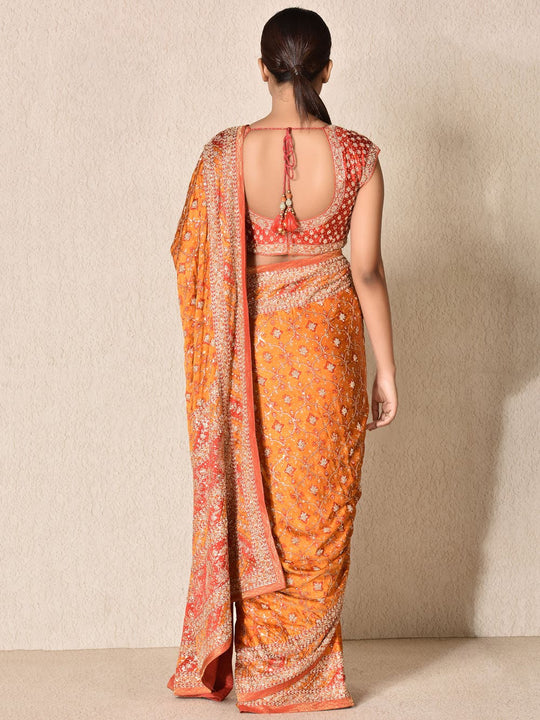 Orange Saree Shopping - Free Shipping on Orange Saree Online in USA