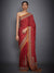 RI Ritu Kumar Red & Saffron Embroidered Saree With Unstitched Blouse