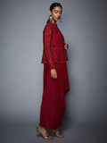 RI-Ritu-Kumar-Red-Cowl-Dress-with-Jacket-Side-View1