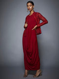 RI-Ritu-Kumar-Red-Cowl-Dress-with-Jacket-Side-View2