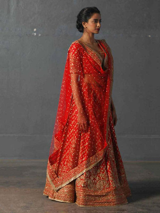 RI-Ritu-Kumar-Red-Embroidered-Lehenga-Set-Side-View1