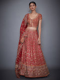 RI-Ritu-Kumar-Red-Embroidered-Lehenga-With-Dupatta-Complete-View