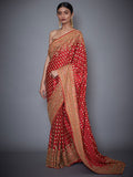 RI-Ritu-Kumar-Red-Embroidered-Paisley-Saree-Front-View