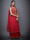 RI Ritu Kumar Red Hand Embroidered Suit Set