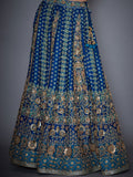RI-Ritu-Kumar-Royal-Blue-And-Turquoise-Embroidered-Lehanga-Set-Front-View