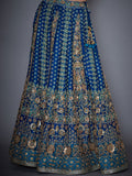 RI-Ritu-Kumar-Royal-Blue-And-Turquoise-Embroidered-Lehanga-Set-Front-View