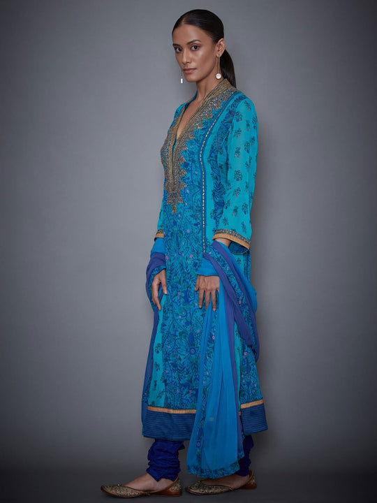 RI-Ritu-Kumar-Royal-Blue-And-Turquoise-Embroidered-Suit-Set-Side-View1