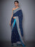 RI Ritu Kumar Royal Blue Embroidered Saree With Unstitched Blouse