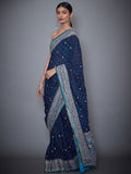RI-Ritu-Kumar-Royal-Blue-Embroidered-Saree-With-Unstitched-Blouse-Side-View1