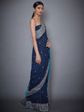 RI-Ritu-Kumar-Royal-Blue-Embroidered-Saree-With-Unstitched-Blouse-Side-View2