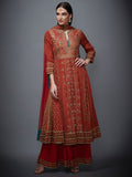 RI-Ritu-Kumar-Rust-And-Beige-Ari-Embroidered-Suit-Set-Complete-View