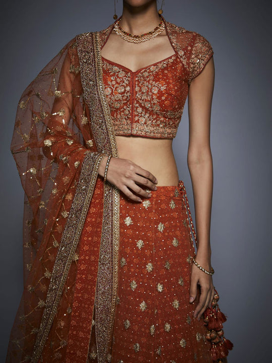 RI Ritu Kumar Rust & Gold Bridal Lehenga Set – Saris and Things