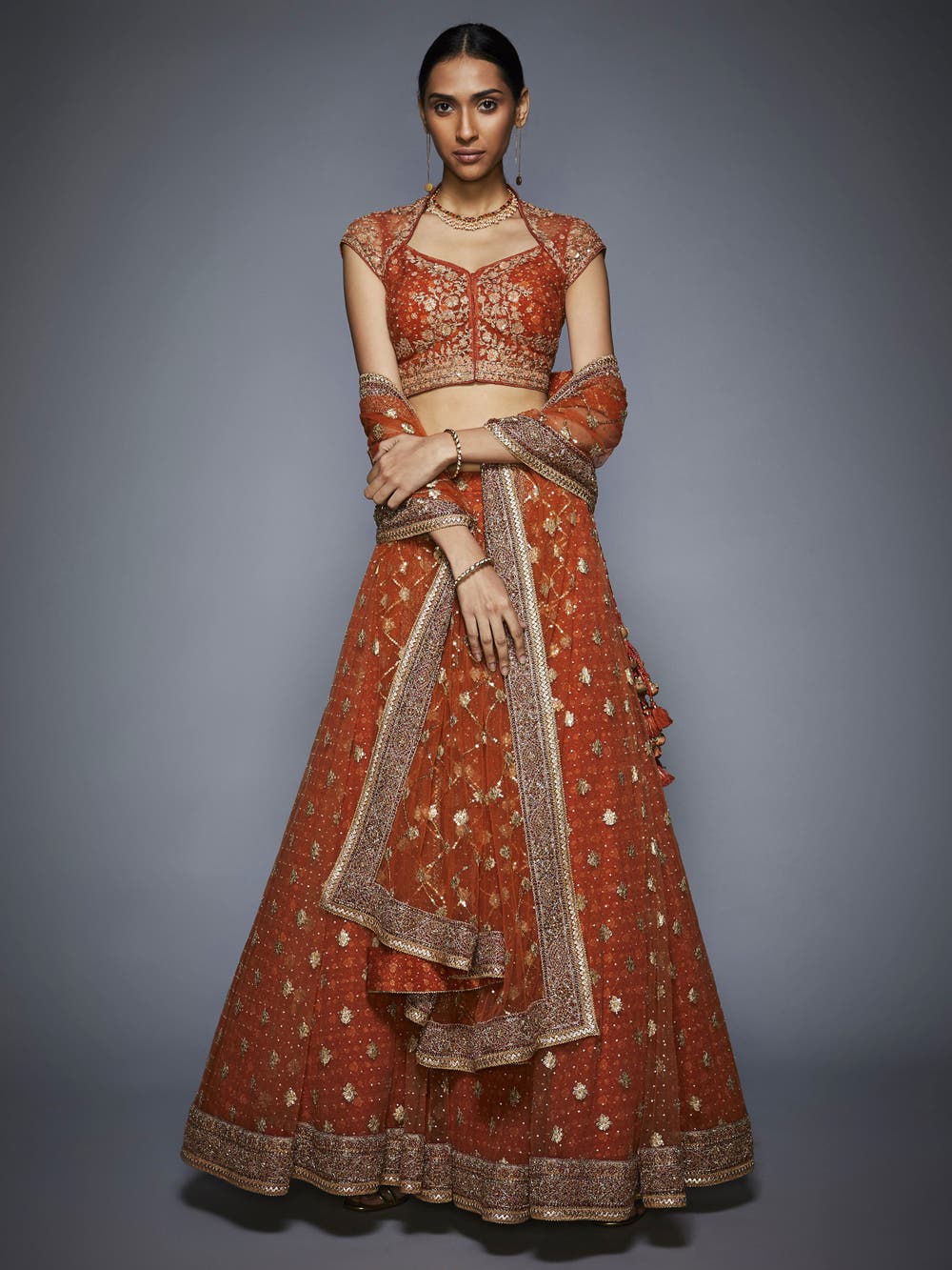 Buy RI.Ritu Kumar Yellow Blouse Kylie Floral Embroidered Lehenga Set Online  | Aza Fashions