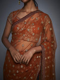 RI-Ritu-Kumar-Rust-And-Gold-Net-Saree-with-Unstitched-Blouse-Closeup