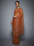 RI Ritu Kumar Rust & Gold Net Saree with Unstitched Blouse