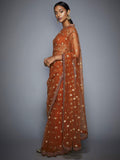 RI-Ritu-Kumar-Rust-And-Gold-Net-Saree-with-Unstitched-Blouse-Side-View2